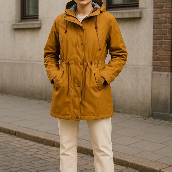 Fatface Jackets & Blazers - FatFace Women's Mustard Waterproof Long Jacket